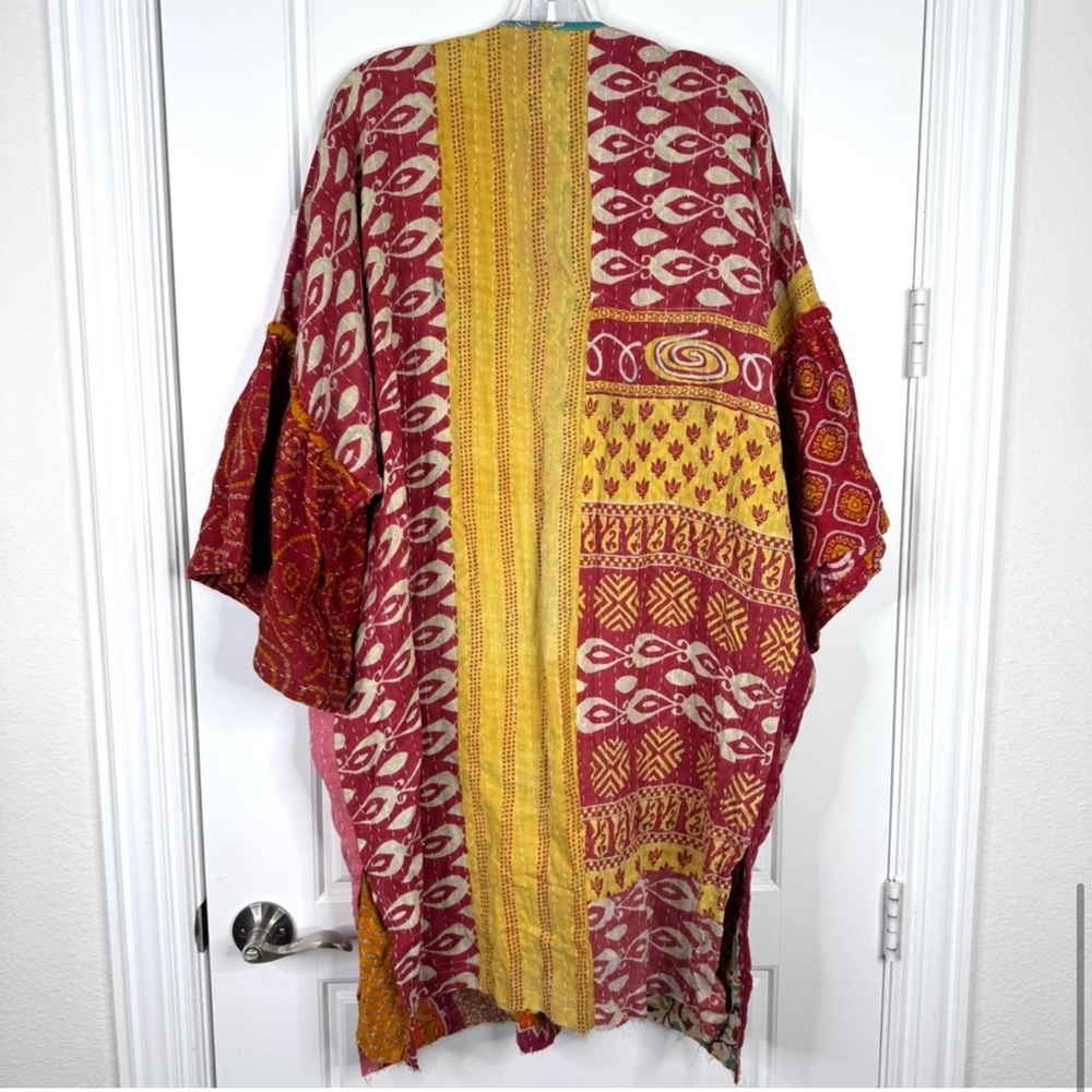 RAHAB’S ROPE Kantha NEW Reversible Patchwork Open Front Boho Kimono Duster NEW - Picture 9 of 14